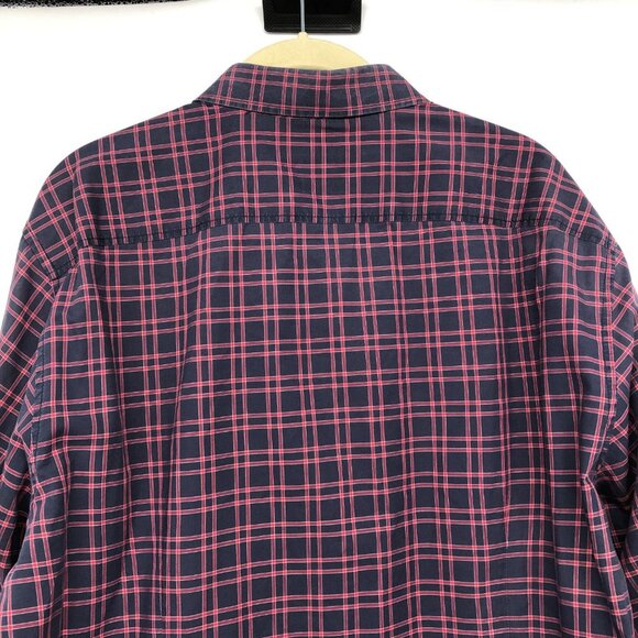 Gucci Men's Burgundy Plaid Checkered Long Sleeve Button Up Cotton Shirt size 17 - Picture 4 of 14